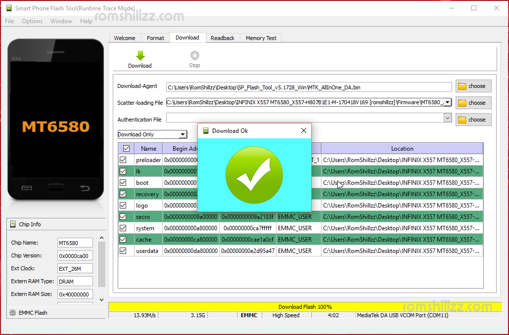 SP Flash Tool Download Completed